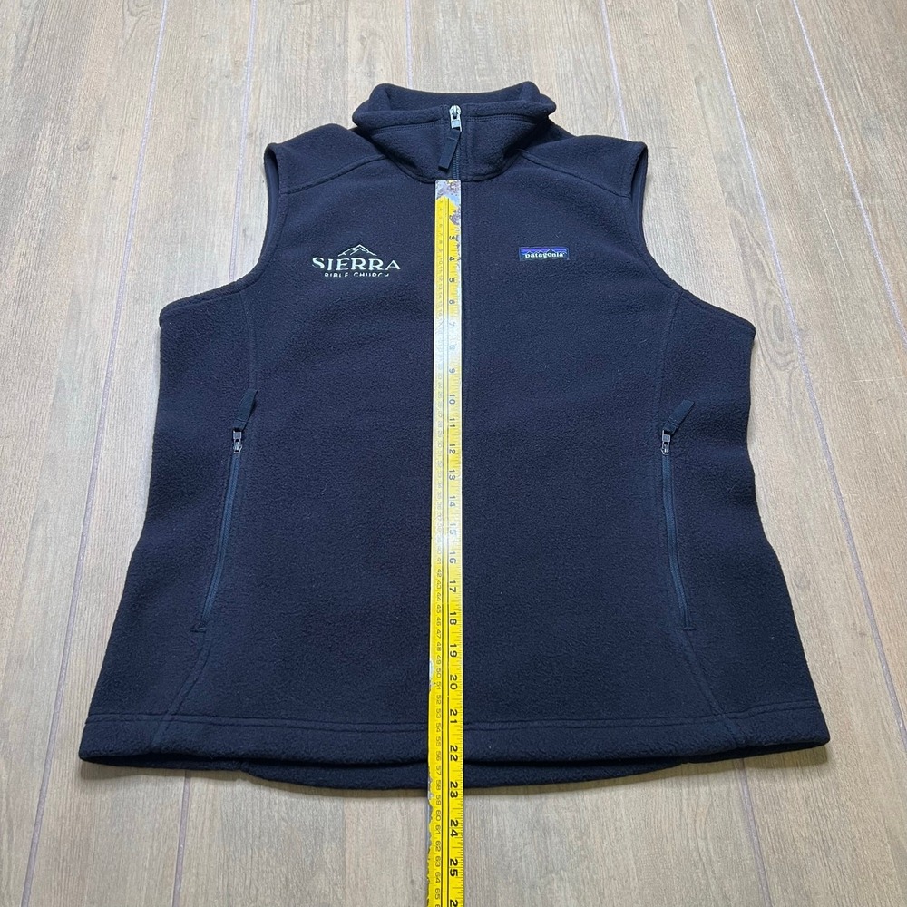 Patagonia Fleece Vest Womens L Black Synchilla Full Zip Sierra Bible Church Logo - Picture 6 of 9